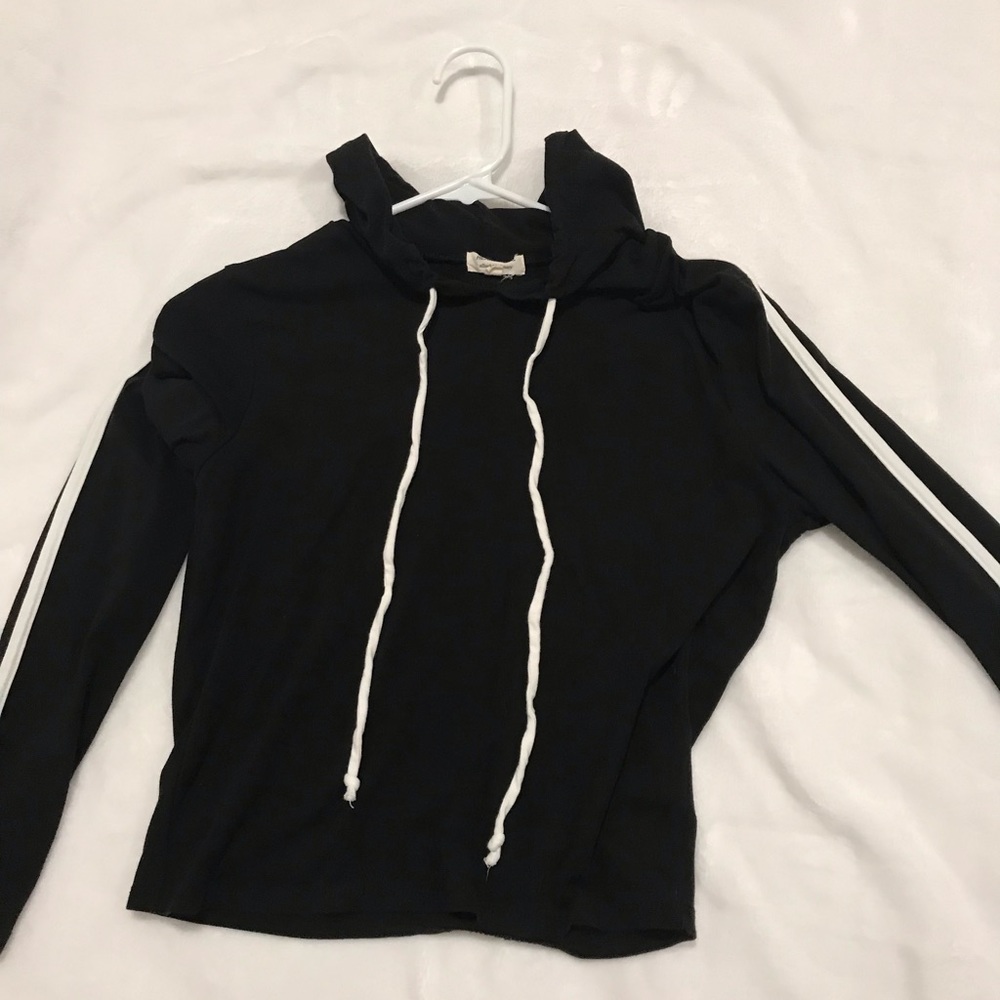 black white striped hoodie